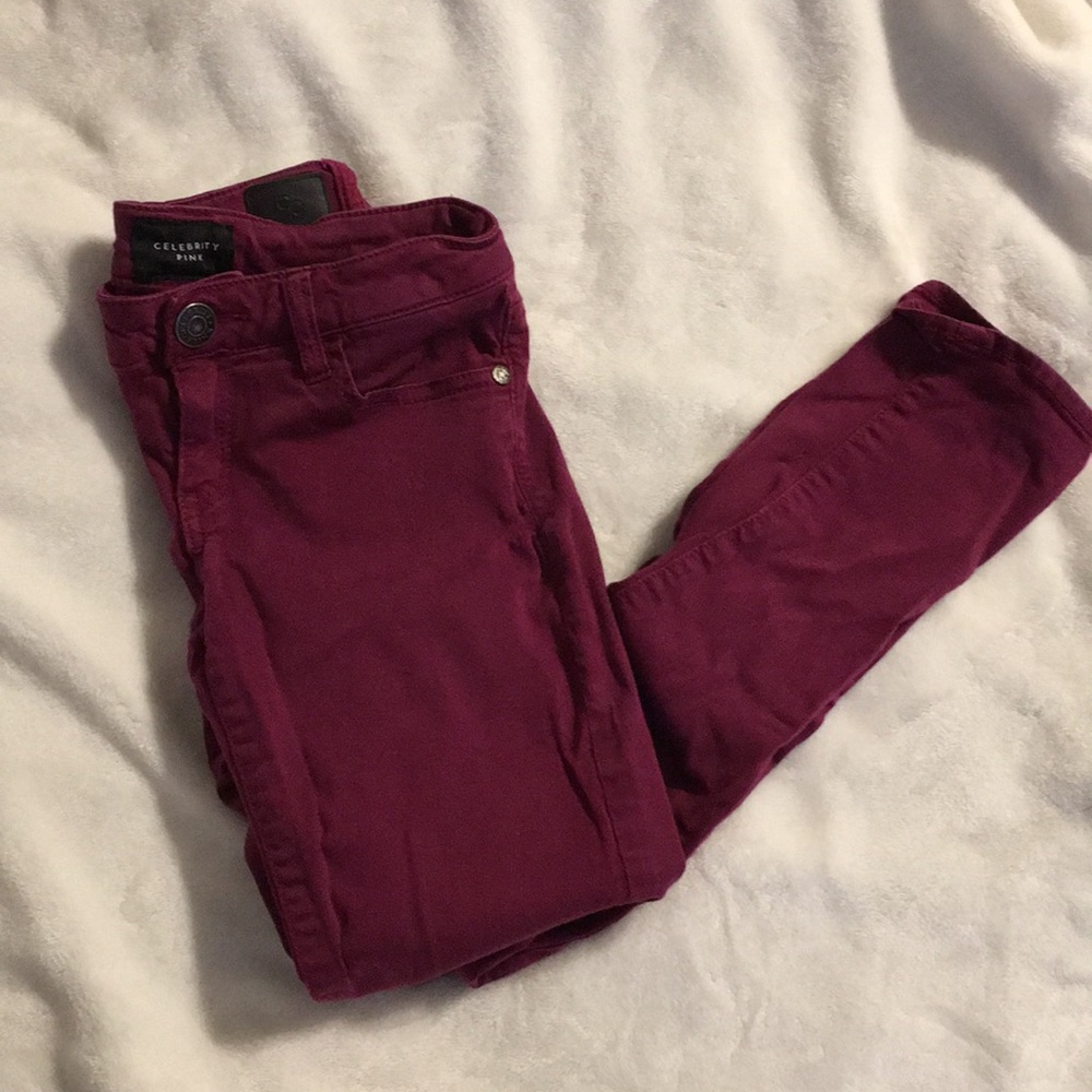 Plum, soft skinny jeans